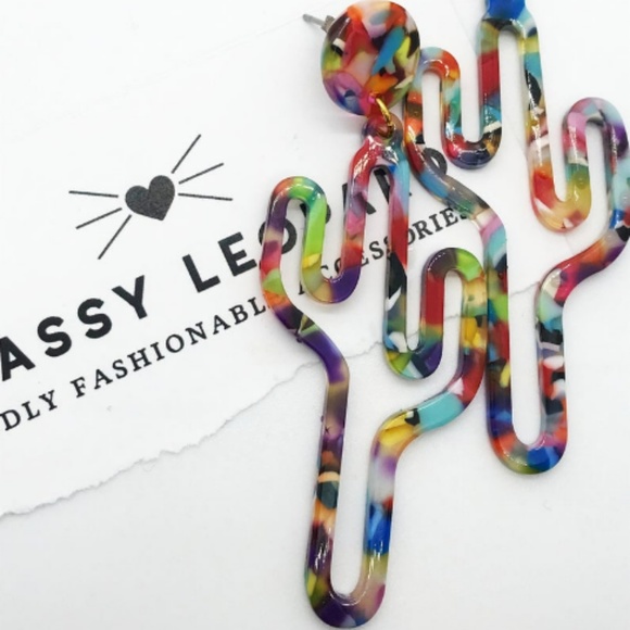 Cactus colorful Earrings - Picture 2 of 3